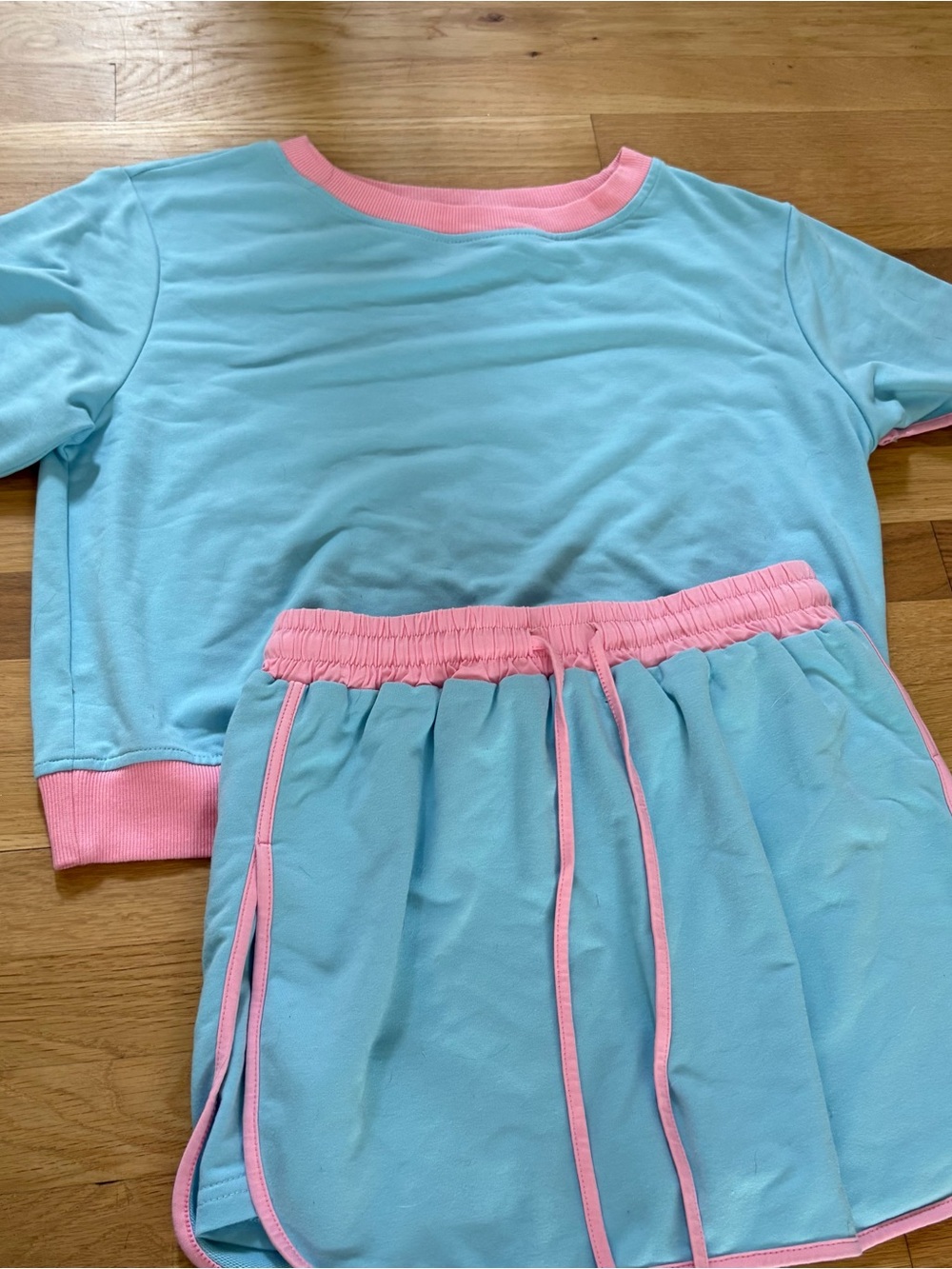 Almost Pink Medium Top Bottom Skirt Set Blue